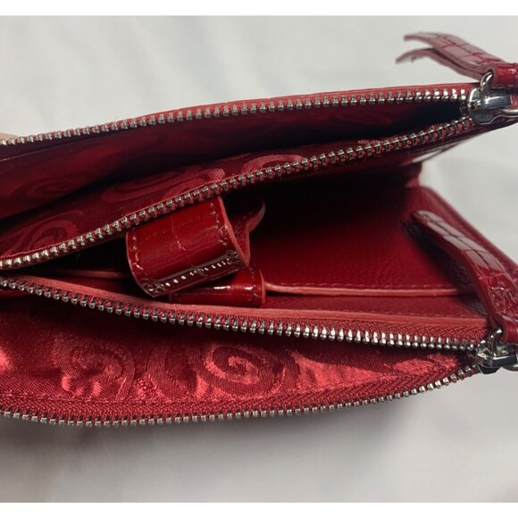 Brighton BELLISSIMO HEART Lipstick Croco Leather Wristlet Double Zip Wallet EUC - Picture 11 of 15